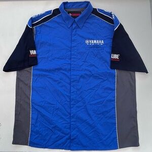 Team Yamaha Factory Racing Shirt Button Down Pit Crew Embroidered Men’s 3XL Blue